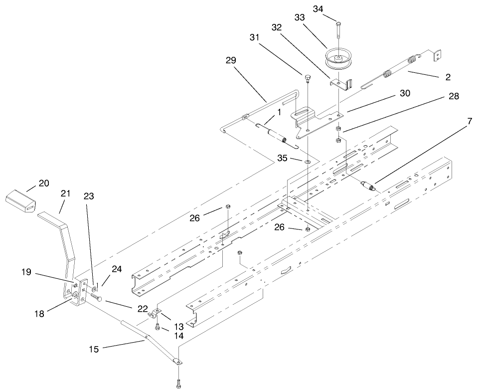 Traction & Brake Components Assembly Diagram and Parts List for 71197 9900001 - 9999999 Toro Lawn Tractor
