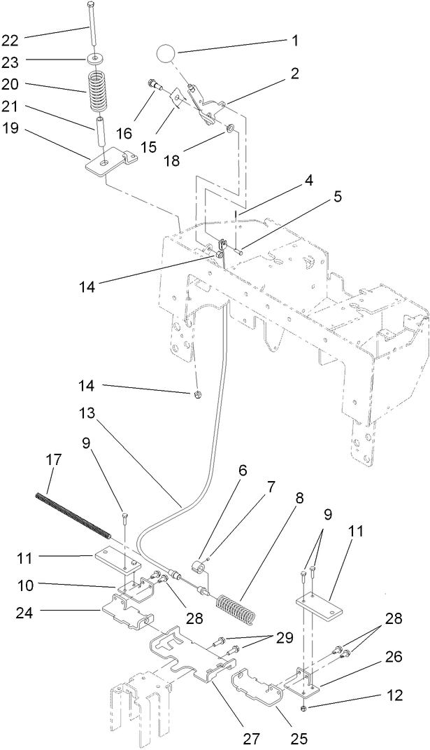 Parking Brake Assembly Diagram and Parts List for 22323 400000000 - 401799999 Toro Lawn Tractor Accessories