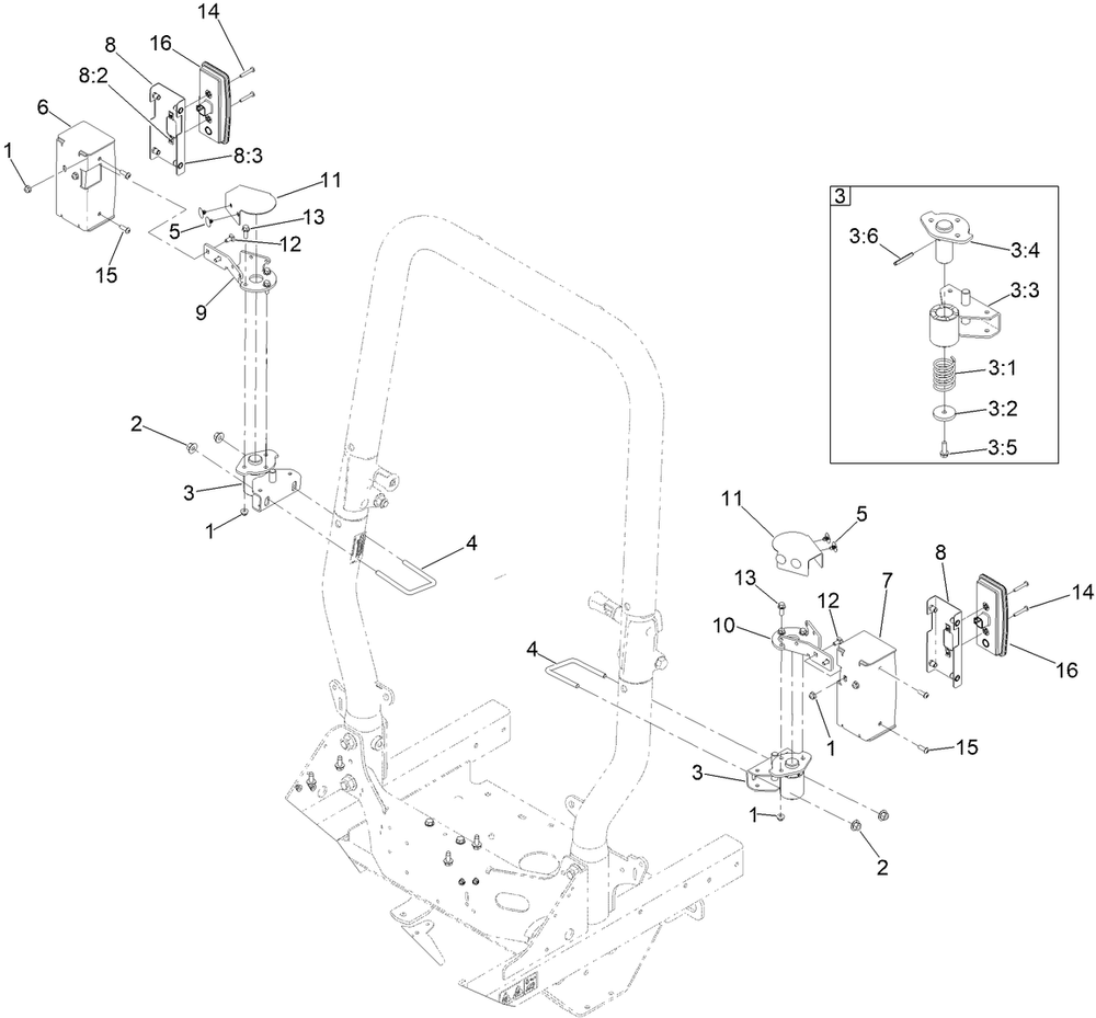 Rear Light Assembly Diagram and Parts List for 2935  Toro Lawn Tractor