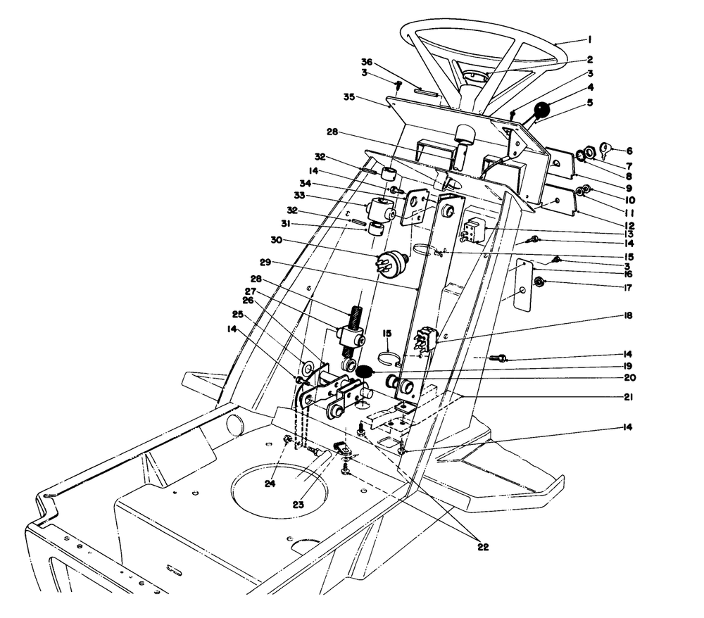 Steering Wheel & Dash Assembly Diagram and Parts List for 57300 4000001 - 4999999 Toro Lawn Tractor