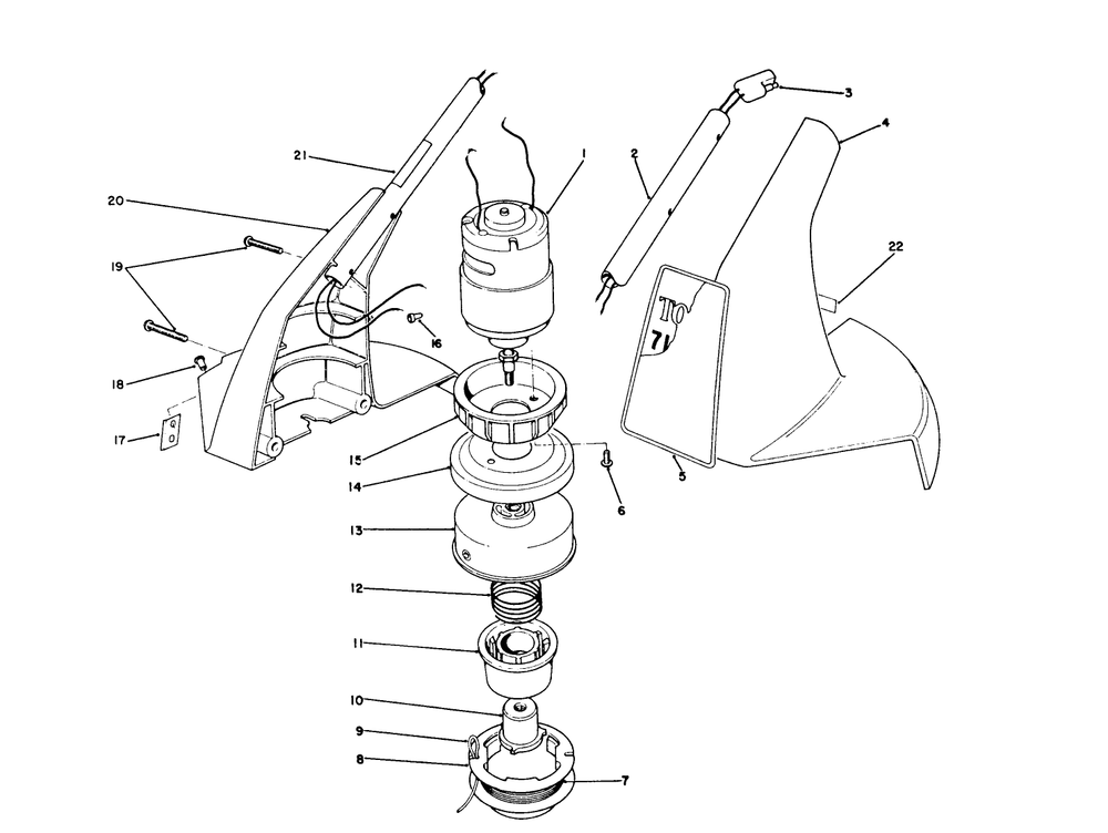 Motor Housing Assembly Diagram and Parts List for 51560C 9000001 - 9999999 Toro Trimmer