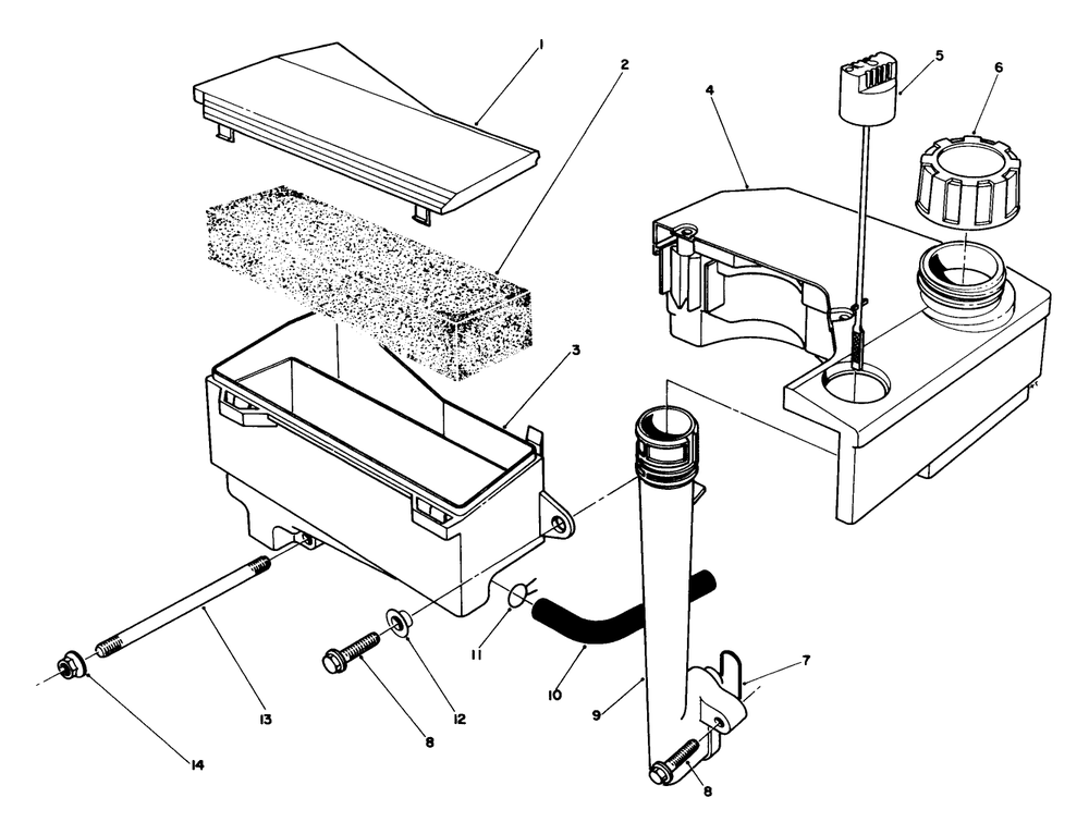 Air Cleaner & Fuel Tank Assembly Diagram and Parts List for 20629C 6000001 - 6999999 Toro Lawn Mower