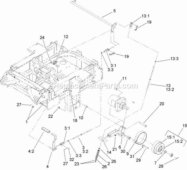 Brake And Wheel Hub Assembly Diagram and Parts List for 74284 280000001-280999999 Toro Lawn Mower