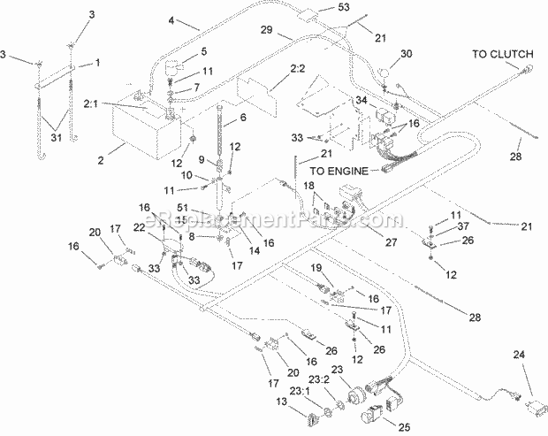 Electrical Assembly Diagram and Parts List for 74263CP 270000001-270999999 Toro Lawn Mower