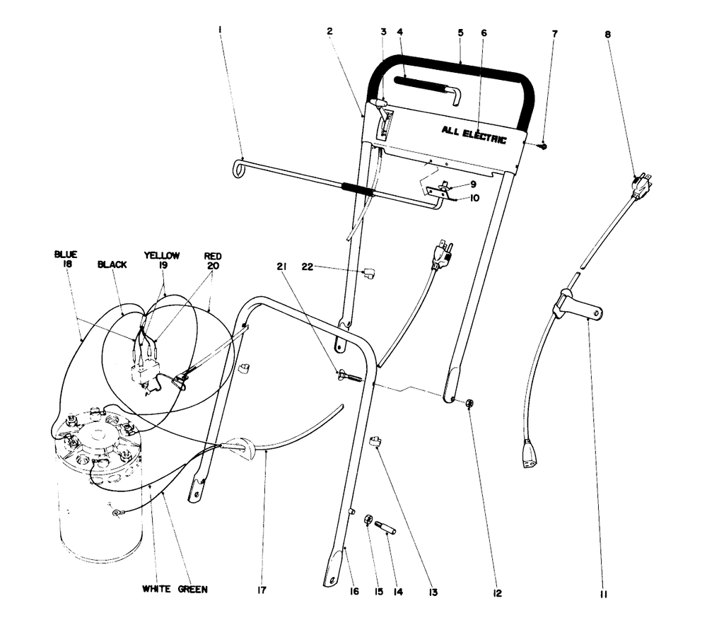 Handle Assembly Diagram and Parts List for 16050 2000001 - 2999999 Toro Lawn Mower