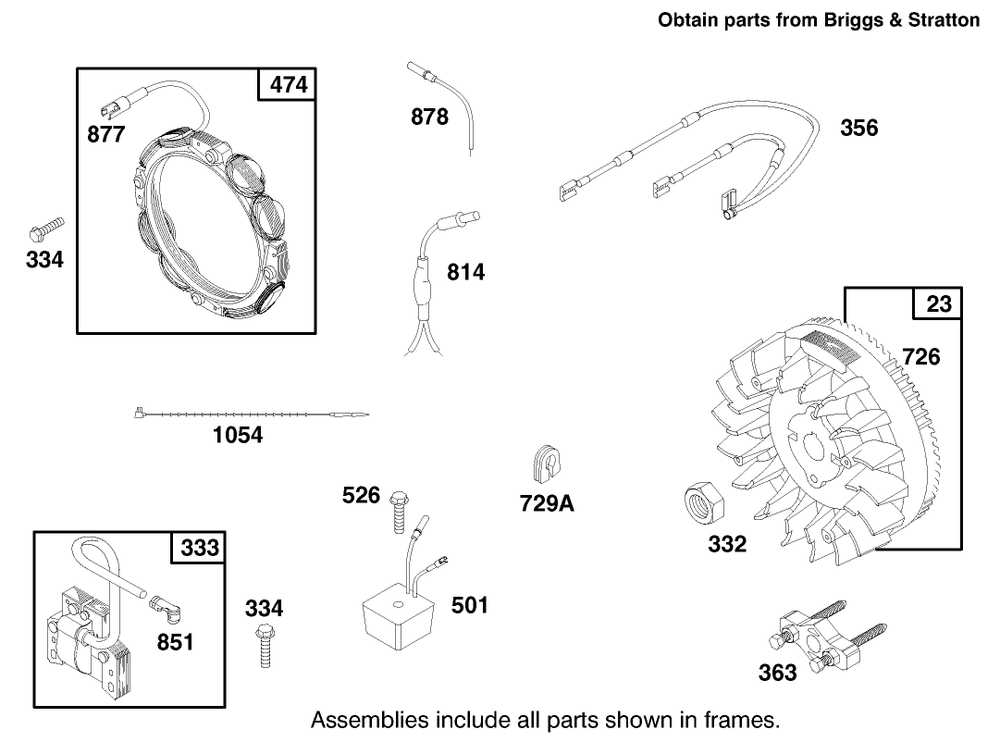 Engine Briggs & Stratton Model 303776-1188-A1 Diagram and Parts List for 30188 7900001 - 7999999 Toro Lawn Tractor Accessories