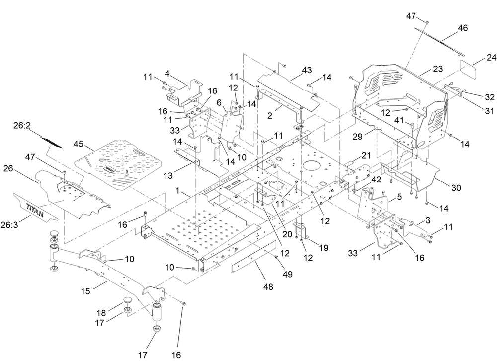 Frame Assembly Diagram and Parts List for 75306 412300000 - 999999999 Toro Lawn Tractor