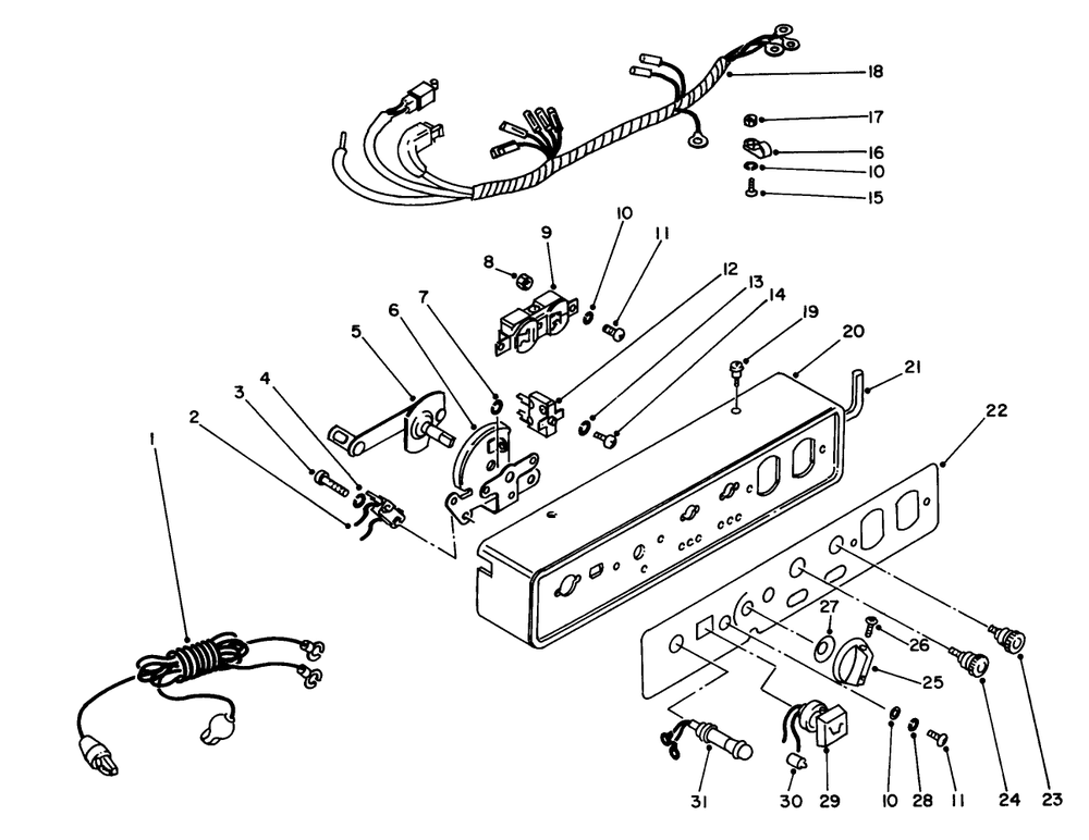 Control Panel Diagram and Parts List for 62008 8000001 - 8999999 Toro Generator