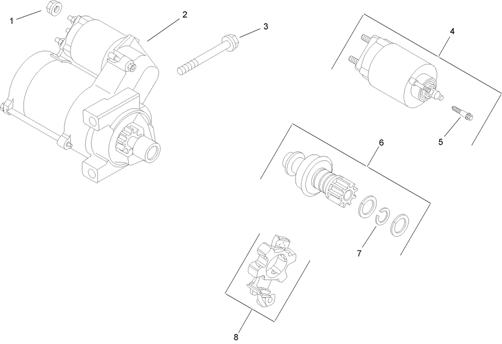 Starting System Assembly Diagram and Parts List for 74291 (280000001-280999999)(2008) Toro Lawn Mower