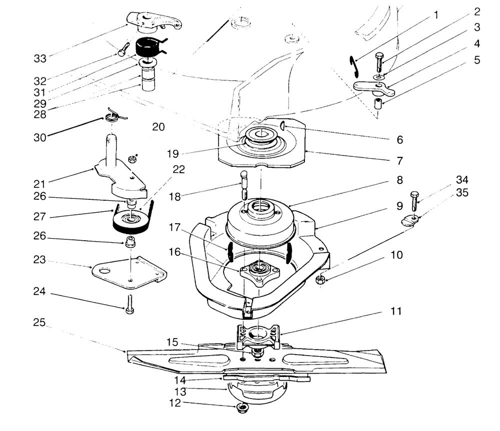Blade Brake Clutch Assembly Diagram and Parts List for 22153BC 5900001 - 5999999 Toro Lawn Mower