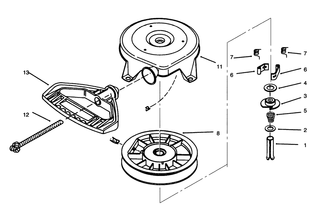 Rewind Starter No. 590672 Diagram and Parts List for 38555 69000001 - 69999999 Toro Snow Blower