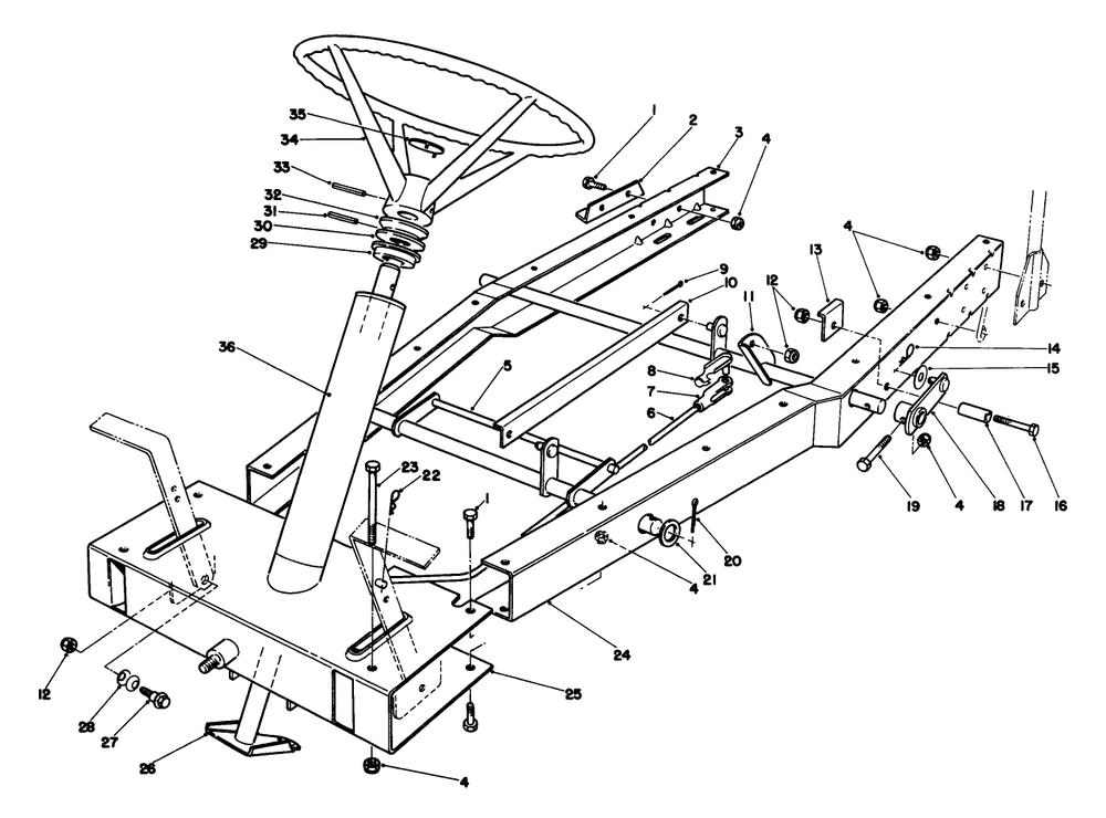 Frame Assembly Diagram and Parts List for 56132 2000001 - 2999999 Toro Lawn Tractor