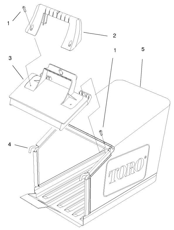 Bag And Components Assembly Diagram and Parts List for 20914 9900001 - 9999999 Toro Lawn Mower