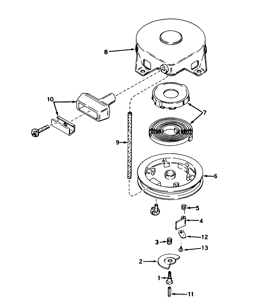 Rewind Starter No. 590473 (5 And 7 H.P. Snowthrower Model Nos. 31625 And 31677) Diagram and Parts List for 31625 7000001 - 7999999 Toro Snow Blower