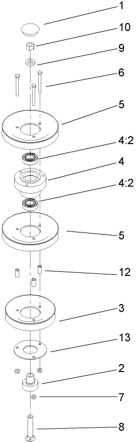 Pully Assembly Diagram and Parts List for 74280TE (260000001-260999999)(2006) Toro Lawn Tractor