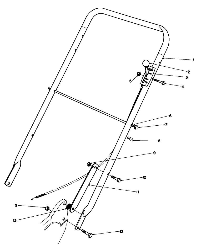 Handle Assembly (Model 22015) Diagram and Parts List for 22015 3000001 - 3999999 Toro Lawn Mower
