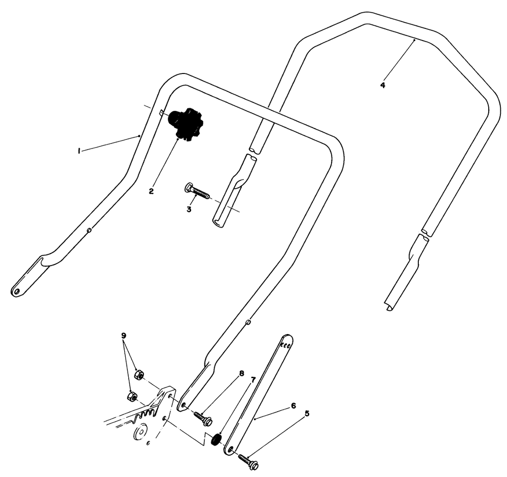 Handle Assembly Diagram and Parts List for 20570 3000001 - 3999999 Toro Lawn Mower