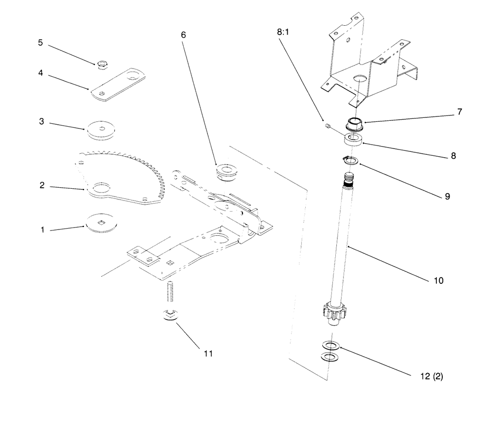 Lower Steering Diagram and Parts List for 72084 6900001 - 6999999 Toro Lawn Tractor
