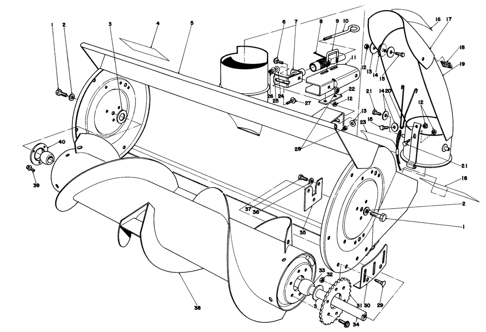 36" Snowthrower Attachment Model No. 59136 (Continued) Diagram and Parts List for 57300 1000001 - 1999999 Toro Lawn Tractor