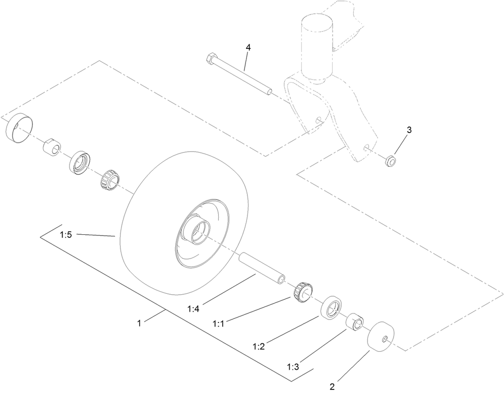 Wheel And Bearing Assembly Diagram and Parts List for 74534TE (314000001-314999999)(2014) Toro Lawn Mower