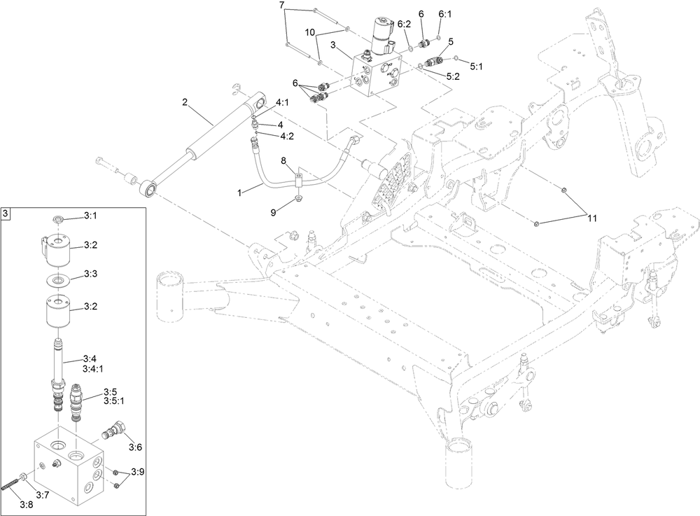 Hydraulic Lift And Fold Assembly Diagram and Parts List for 74096 403247447-999999999 Toro Lawn Tractor