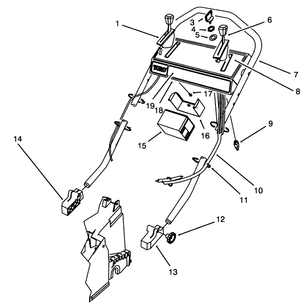 Handle Assembly Diagram and Parts List for 26635BC 4900001 - 4999999 Toro Lawn Mower