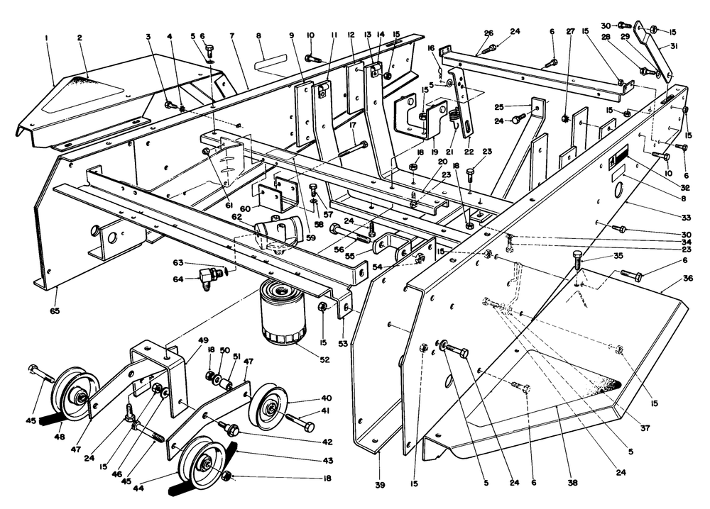 Frame & Jackshaft Assembly Diagram and Parts List for 30754 60402 - 69999 Toro Lawn Tractor