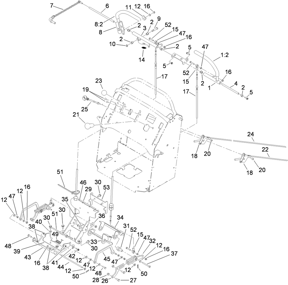 Control Assembly Diagram and Parts List for 74568TE (310000001-310999999)(2010) Toro Lawn Mower