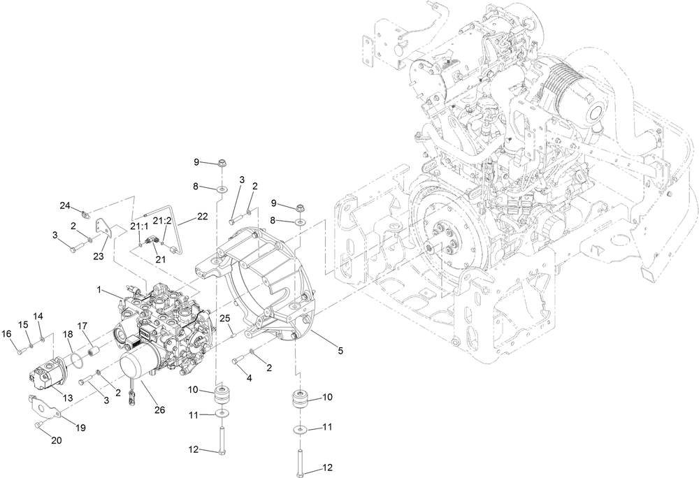 Transmission Assembly Diagram and Parts List for 74060 402252575-404399999 Toro Lawn Mower