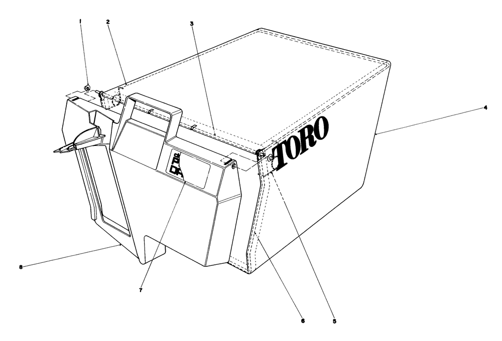 Grass Bag Assembly No. 11-0189 Diagram and Parts List for 20720 1000001 - 1999999 Toro Lawn Mower