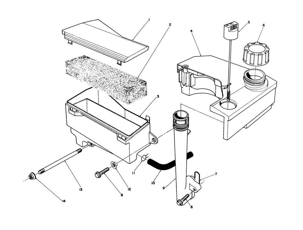 Air Cleaner & Fuel Tank Assembly Diagram and Parts List for 20626C 6000001 - 6999999 Toro Lawn Mower