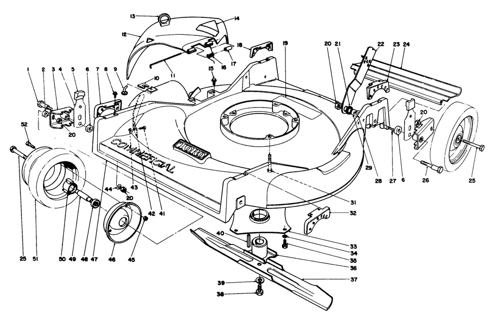 Housing & Wheel Assembly Diagram and Parts List for 22026 2000001 - 2999999 Toro Lawn Mower