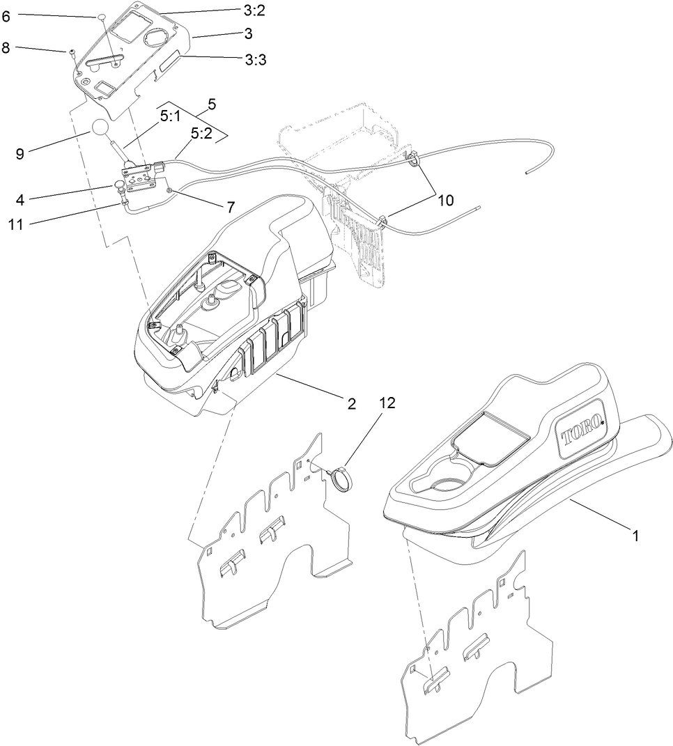 Fender, Console And Control Assembly Diagram and Parts List for 74923TE (313000001-313999999)(2013) Toro Lawn Mower
