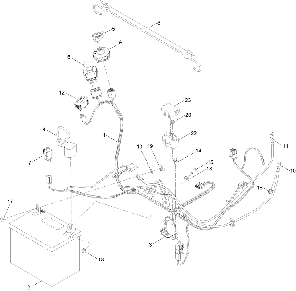 Electrical Assembly Diagram and Parts List for 75761TA 400000000 - 412599999 Toro Lawn Tractor