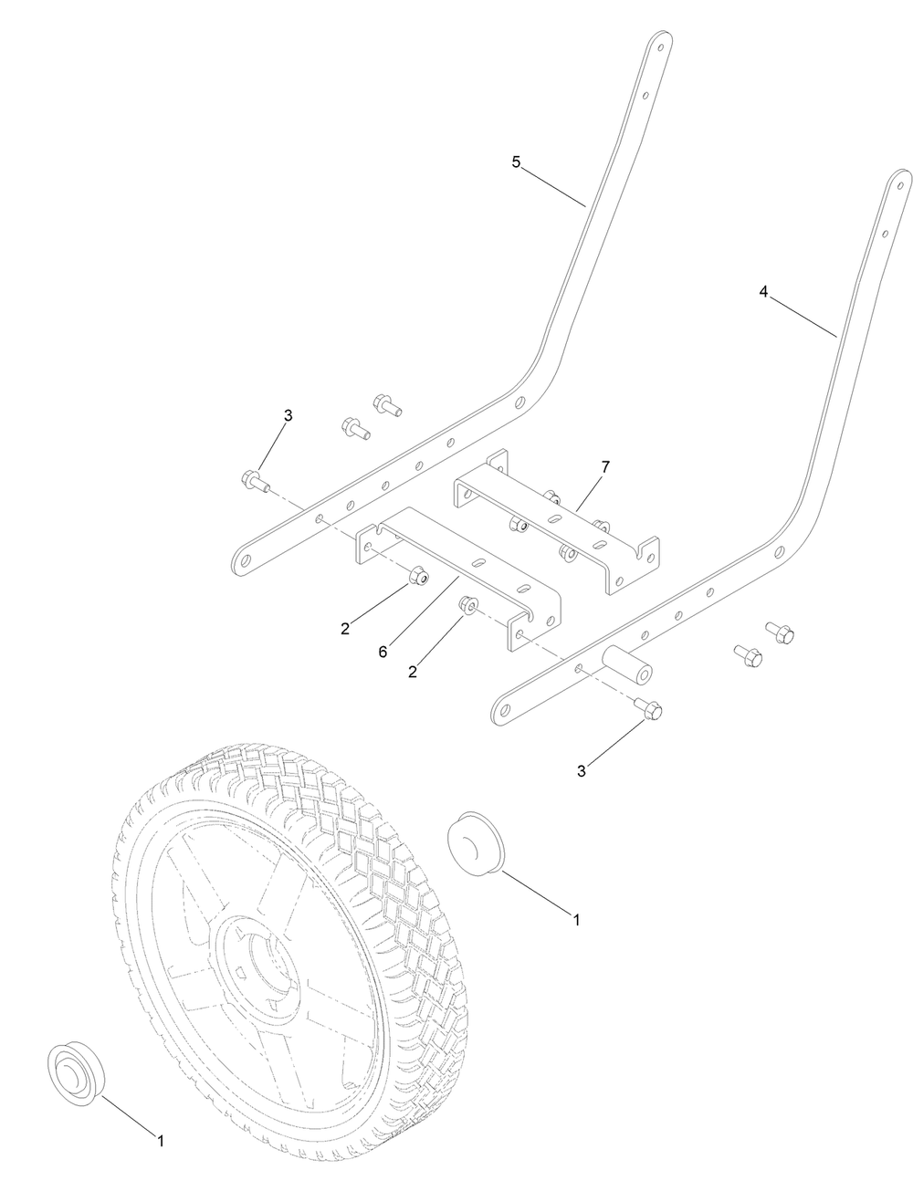 Engine Mount And Wheel Bearing Assembly Diagram and Parts List for 58610 322000001 - 322999999 Toro Edger