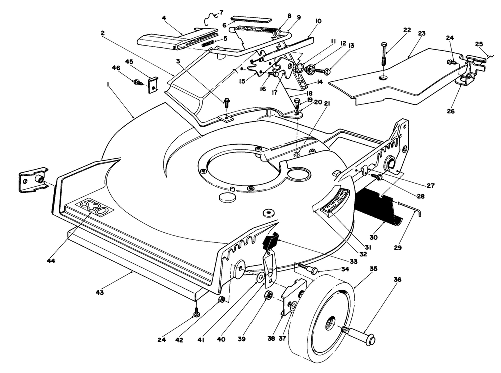 Housing Assembly Diagram and Parts List for 20705 3000001 - 3999999 Toro Lawn Mower