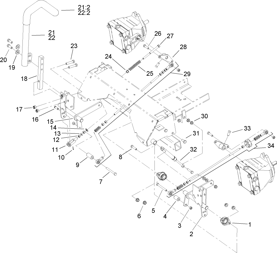 Motion Control Assembly Diagram and Parts List for 74268TE (240000001-240999999)(2004) Toro Lawn Mower