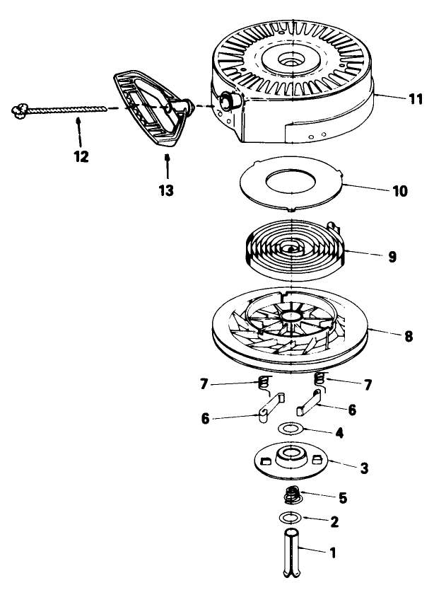 Rewind Starter No. 590646 Diagram and Parts List for 38054 2000001 - 2999999 Toro Snow Blower