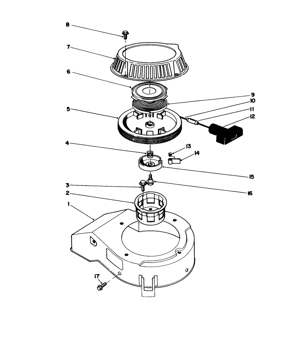 Recoil Assembly (Model No. 47ph7) Diagram and Parts List for 16585 8004252 - 8999999 Toro Lawn Mower