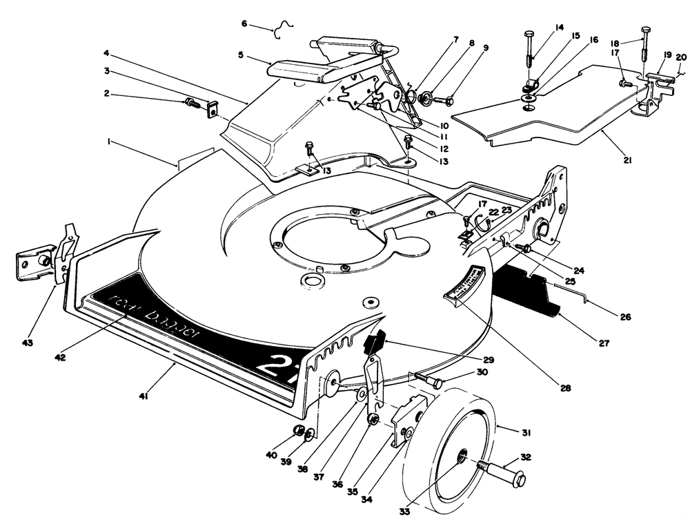 Housing Assembly Diagram and Parts List for 20624 7000001 - 7999999 Toro Lawn Mower