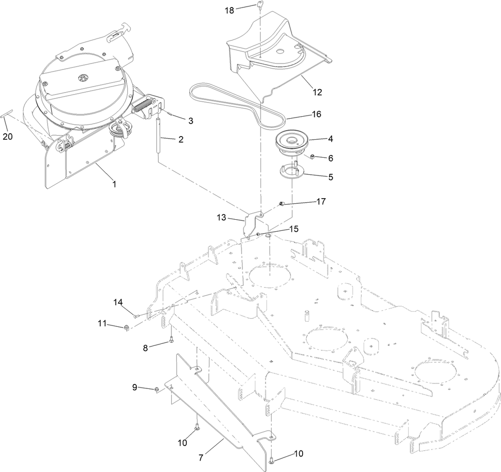 Blower And Drive Assembly Diagram and Parts List for 78466 411600000 - 999999999 Toro Lawn Tractor