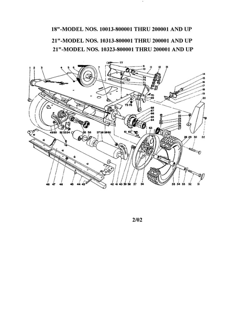 Main Frame Assembly Diagram and Parts List for 10013 800001 THRU 200001 & UP Toro Lawn Mower