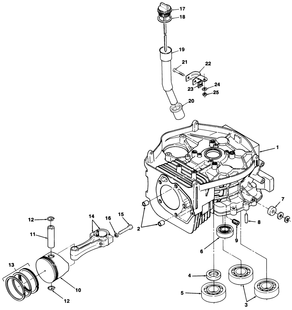 12hp Engine Cylinder Block Assembly Diagram and Parts List for 32-120EA1 1000001 - 1999999 Toro Lawn Tractor