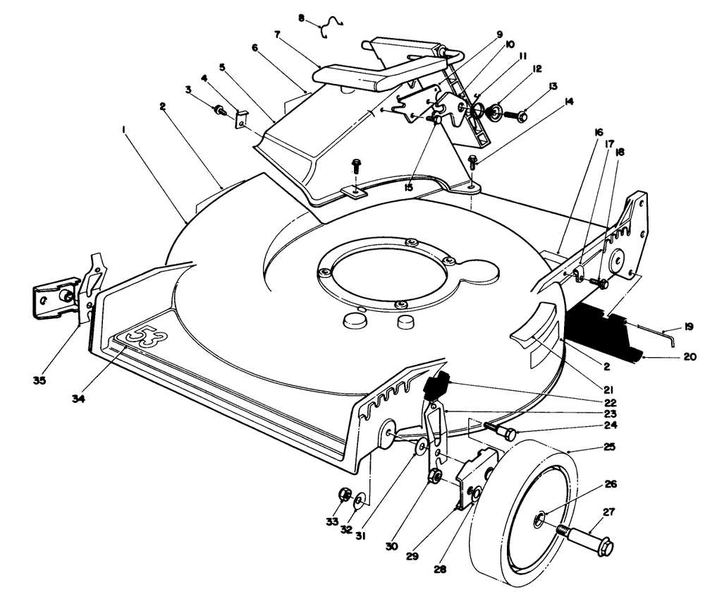 Housing Assembly Diagram and Parts List for 20522C 7000001 - 7999999 Toro Lawn Mower