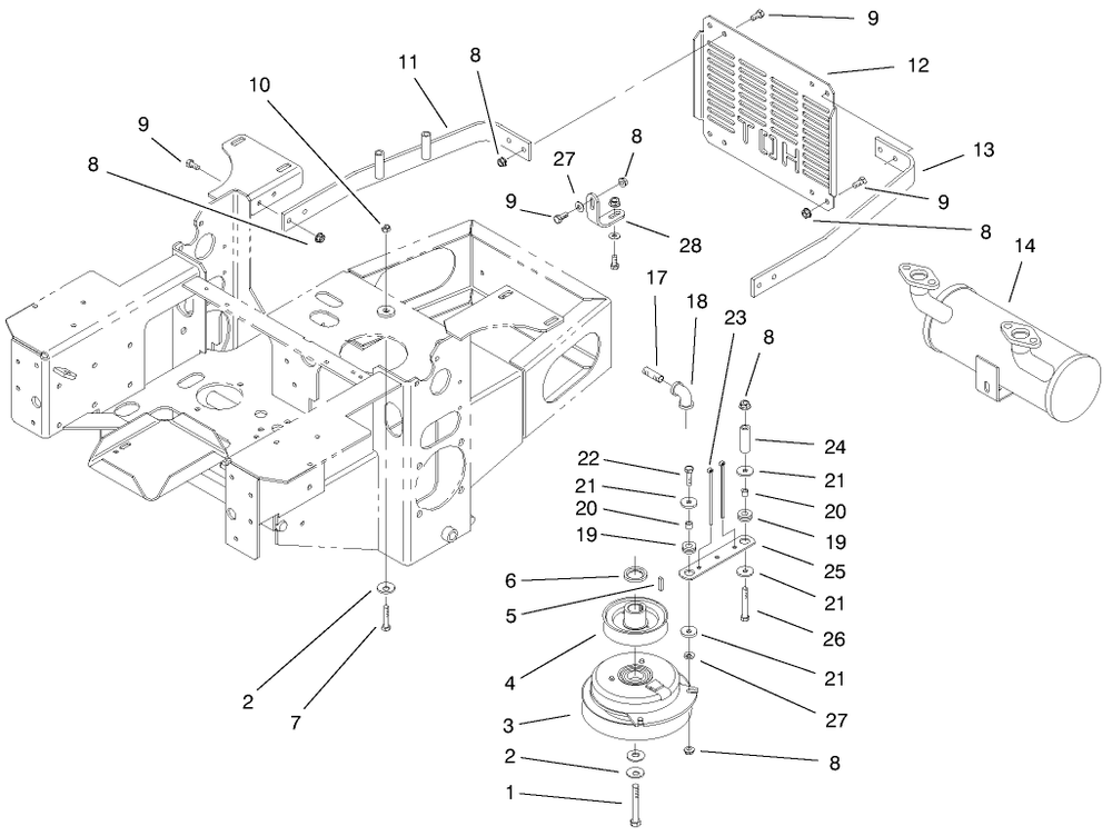 Engine And Clutch Assembly Diagram and Parts List for 74171 (990001-999999)(1999) Toro Lawn Mower