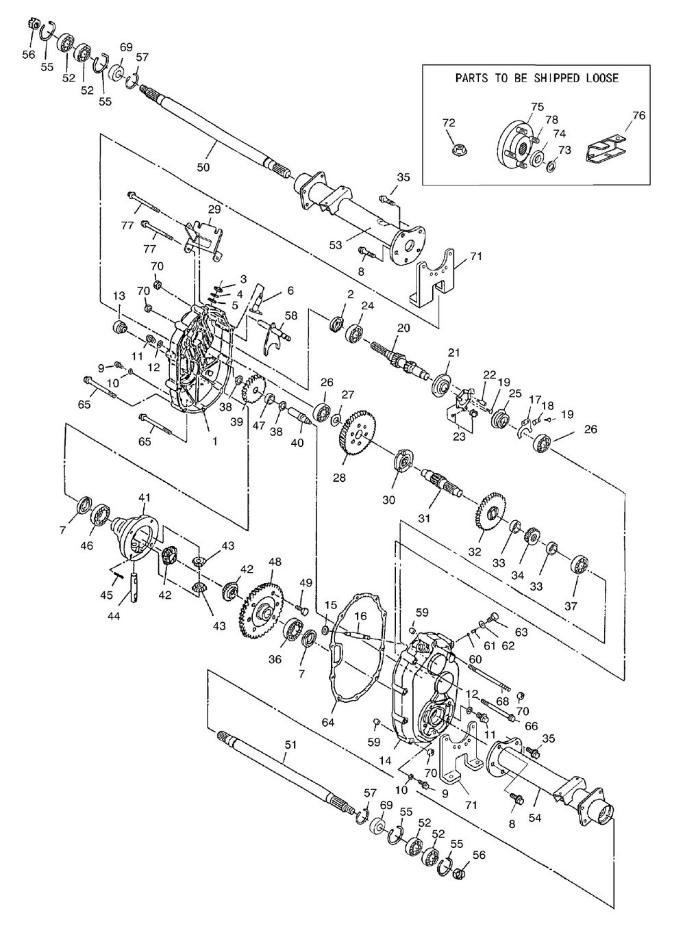 Transaxle Assembly No. 107-0360 Diagram and Parts List for 12004 240000001 - 240999999 Toro Lawn Tractor