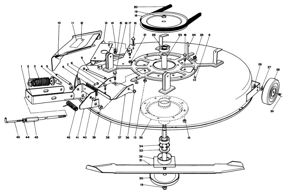 Mower Assembly Diagram and Parts List for 56138 3000001 - 3999999 Toro Lawn Tractor