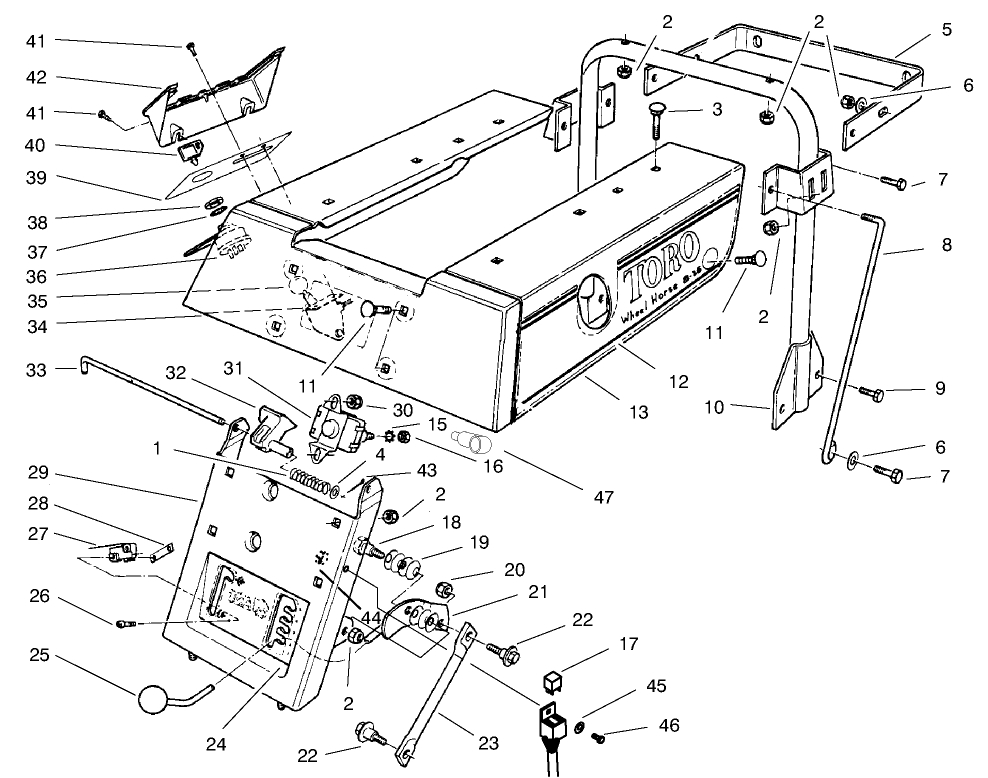 Rear Body Assembly Diagram and Parts List for 70040 8900001 - 8999999 Toro Lawn Tractor