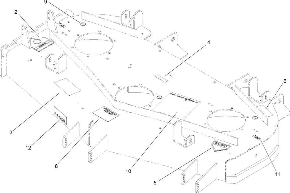 Deck Decal Assembly Diagram and Parts List for 74237CP (270000001-270999999)(2007) Toro Lawn Mower
