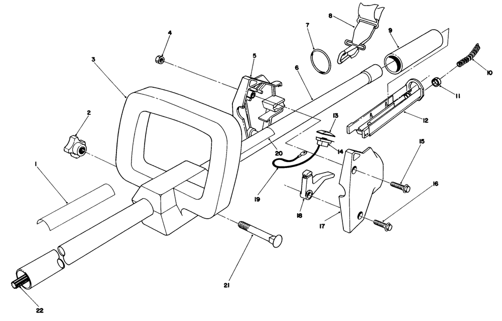 Handle Assembly Diagram and Parts List for 51643 7000001 - 7999999 Toro Trimmer